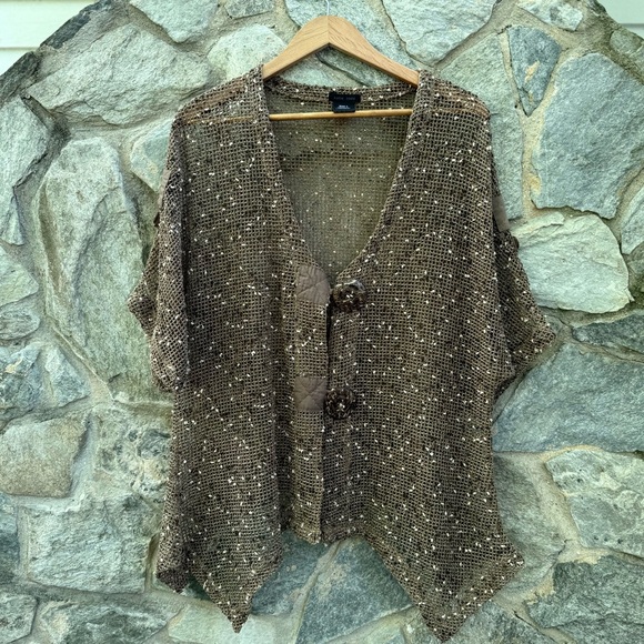 Vintage Sweaters - Vintage 90s Woven Short Dolman Sleeve Cardigan women’s large